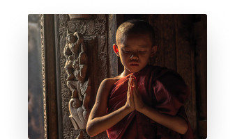 Young monk in temple
